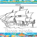 Un vocabulario de piratas con dibujos para colorear