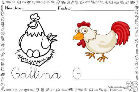 Dibujo de gallina para colorear - Actividades infantil