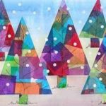 Árboles multicolores para la tapa del álbum de Navidad